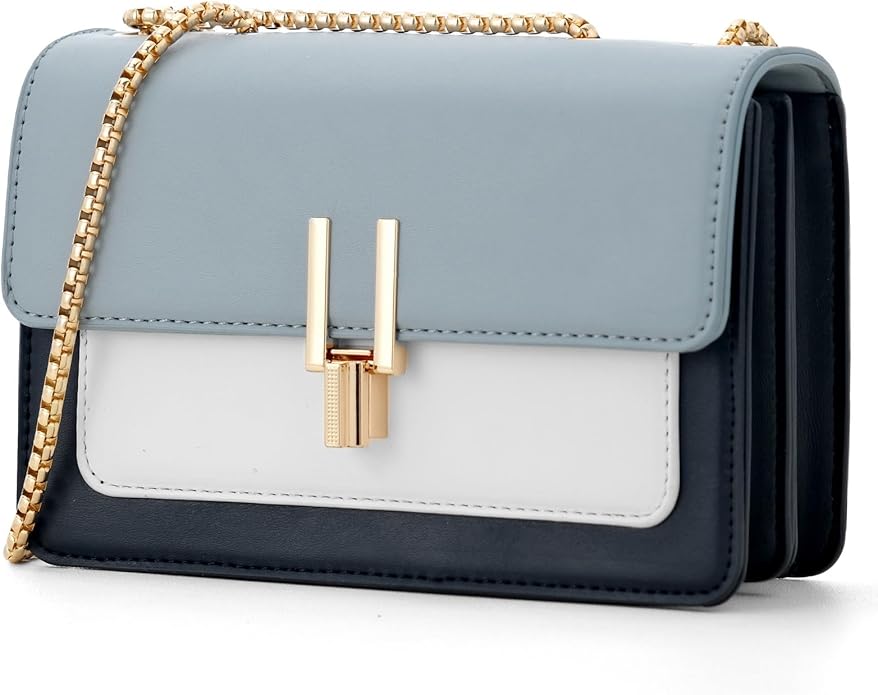 Color-Block Crossbody Bags for Women Leather Cross Body Purses Cute Designer Handbags Shoulder Bag