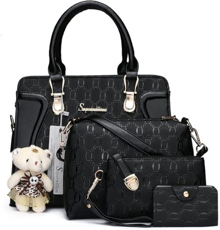 Women’s Fashion Handbags Tote Bags Shoulder Bag Top Handle Satchel Purse Set 4pcs