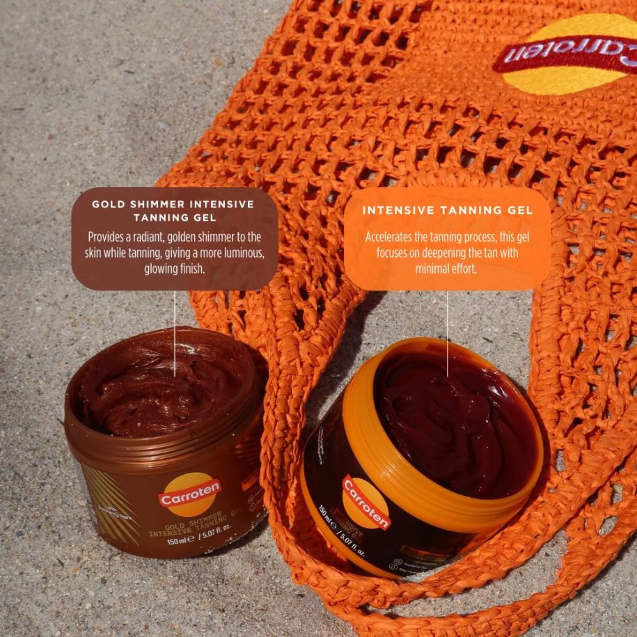 Carroten Intensive Tanning Gel | Browning Tan Accelerator | Non-Greasy, Water-Resistant with Carrot and Coconut Oil | Vitamin A & E For Moisture & Hydration