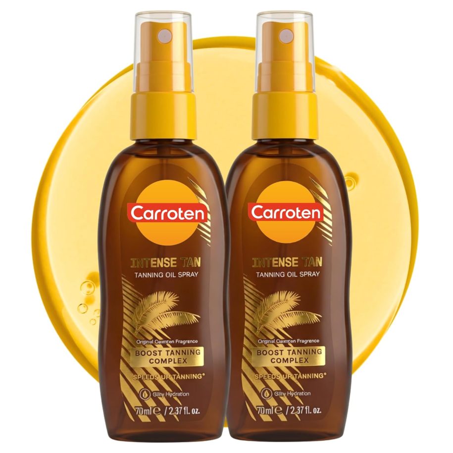 Carroten Intensive Tanning Oil Spray | Browning Tan Accelerator | Vitamin E and Carrot & Coconut Oils | Water-Resistant, Silky Hydration | Coconut Fragrance