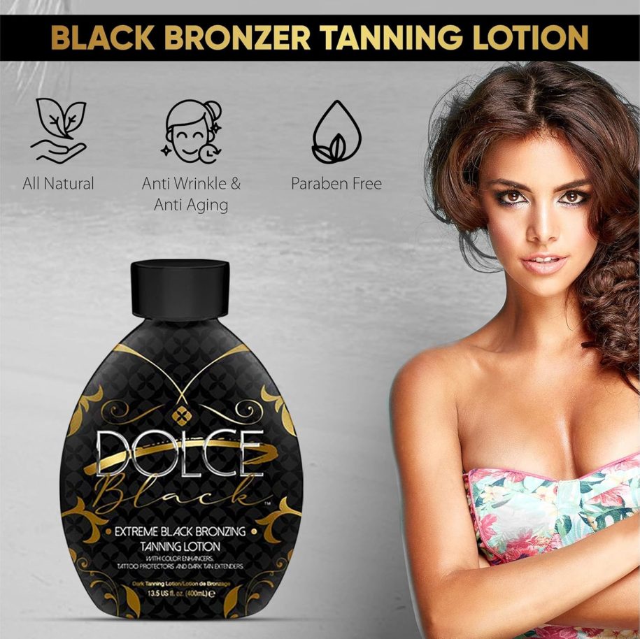 Bronzer Tanning Lotion – Indoor/Outdoor for Tattoo & Color Fade Protection – Anti-Orange, Anti-Aging & Anti-Wrinkle Natural Tanning Bed Lotion