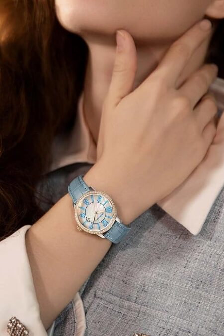 GOLDEN MAPLE Dainty Watches for Women, Mother-of-Pearl Dial and Swiss Quartz Movement, Ladies Watch with Leather Strap